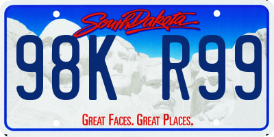 SD license plate 98KR99