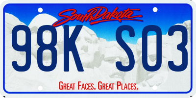 SD license plate 98KS03