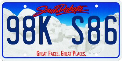 SD license plate 98KS86