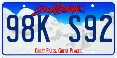 SD license plate 98KS92