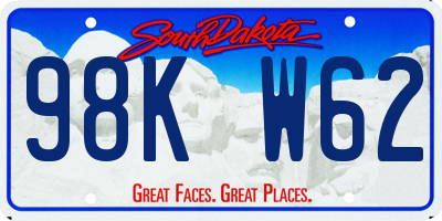 SD license plate 98KW62