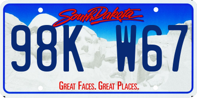 SD license plate 98KW67