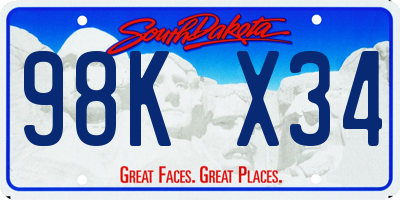 SD license plate 98KX34