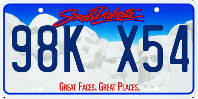 SD license plate 98KX54