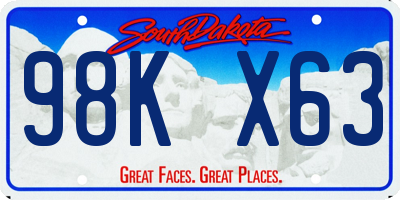 SD license plate 98KX63