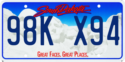 SD license plate 98KX94