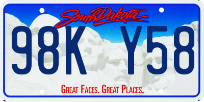 SD license plate 98KY58