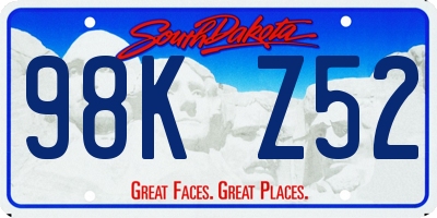 SD license plate 98KZ52