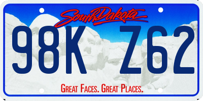 SD license plate 98KZ62