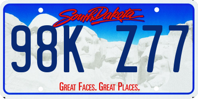 SD license plate 98KZ77