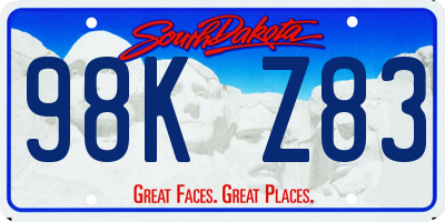 SD license plate 98KZ83