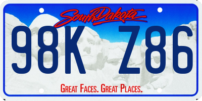 SD license plate 98KZ86