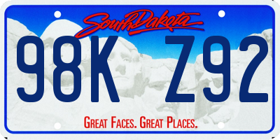 SD license plate 98KZ92