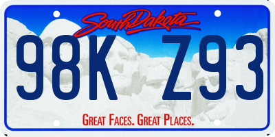 SD license plate 98KZ93