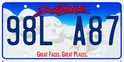 SD license plate 98LA87