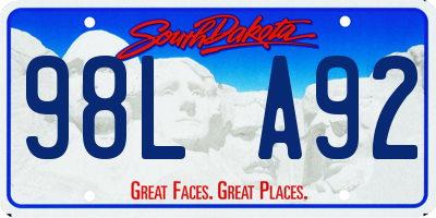 SD license plate 98LA92