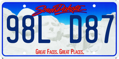 SD license plate 98LD87
