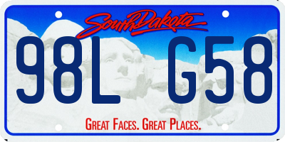 SD license plate 98LG58