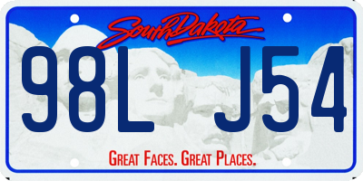 SD license plate 98LJ54