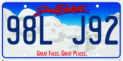 SD license plate 98LJ92