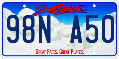 SD license plate 98NA50