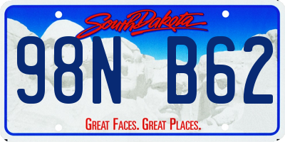 SD license plate 98NB62