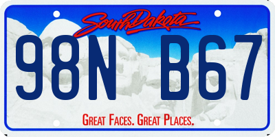 SD license plate 98NB67