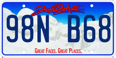 SD license plate 98NB68