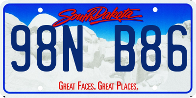 SD license plate 98NB86