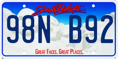 SD license plate 98NB92