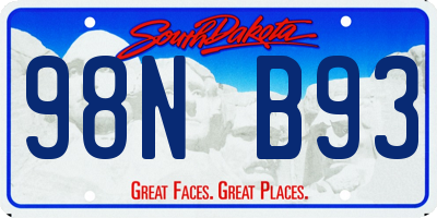 SD license plate 98NB93