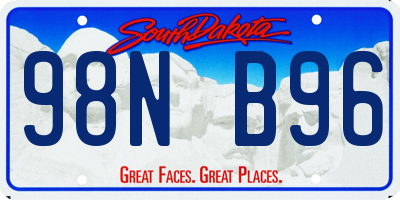 SD license plate 98NB96