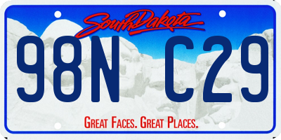 SD license plate 98NC29