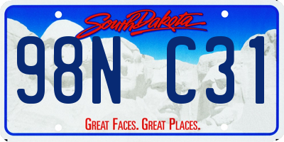 SD license plate 98NC31