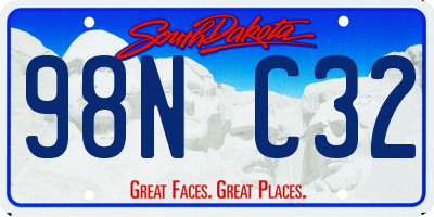 SD license plate 98NC32