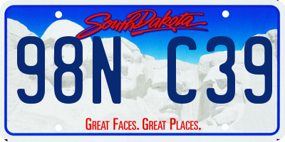 SD license plate 98NC39