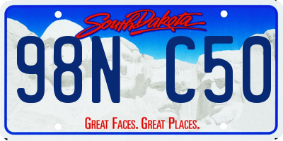 SD license plate 98NC50