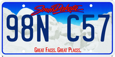 SD license plate 98NC57