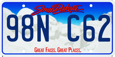 SD license plate 98NC62