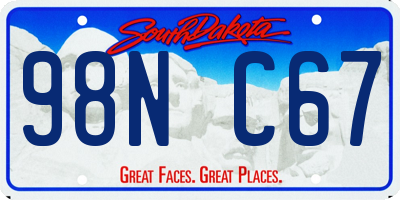 SD license plate 98NC67