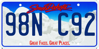 SD license plate 98NC92