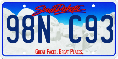 SD license plate 98NC93