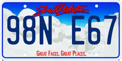 SD license plate 98NE67