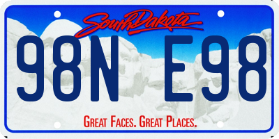 SD license plate 98NE98