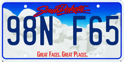 SD license plate 98NF65