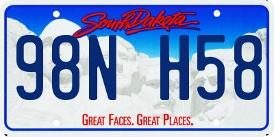 SD license plate 98NH58