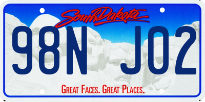 SD license plate 98NJ02