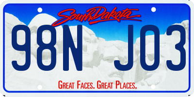 SD license plate 98NJ03