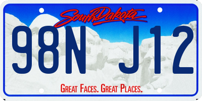 SD license plate 98NJ12