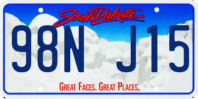 SD license plate 98NJ15